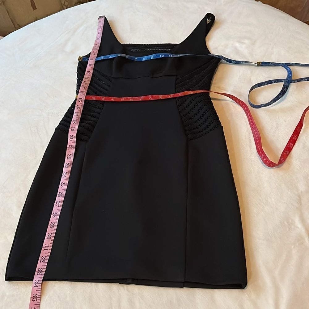 Metaphor Dress Sz Black Scoop Neck Sleeveless Mini Slimming Cutouts Zipper Back - Picture 11 of 11